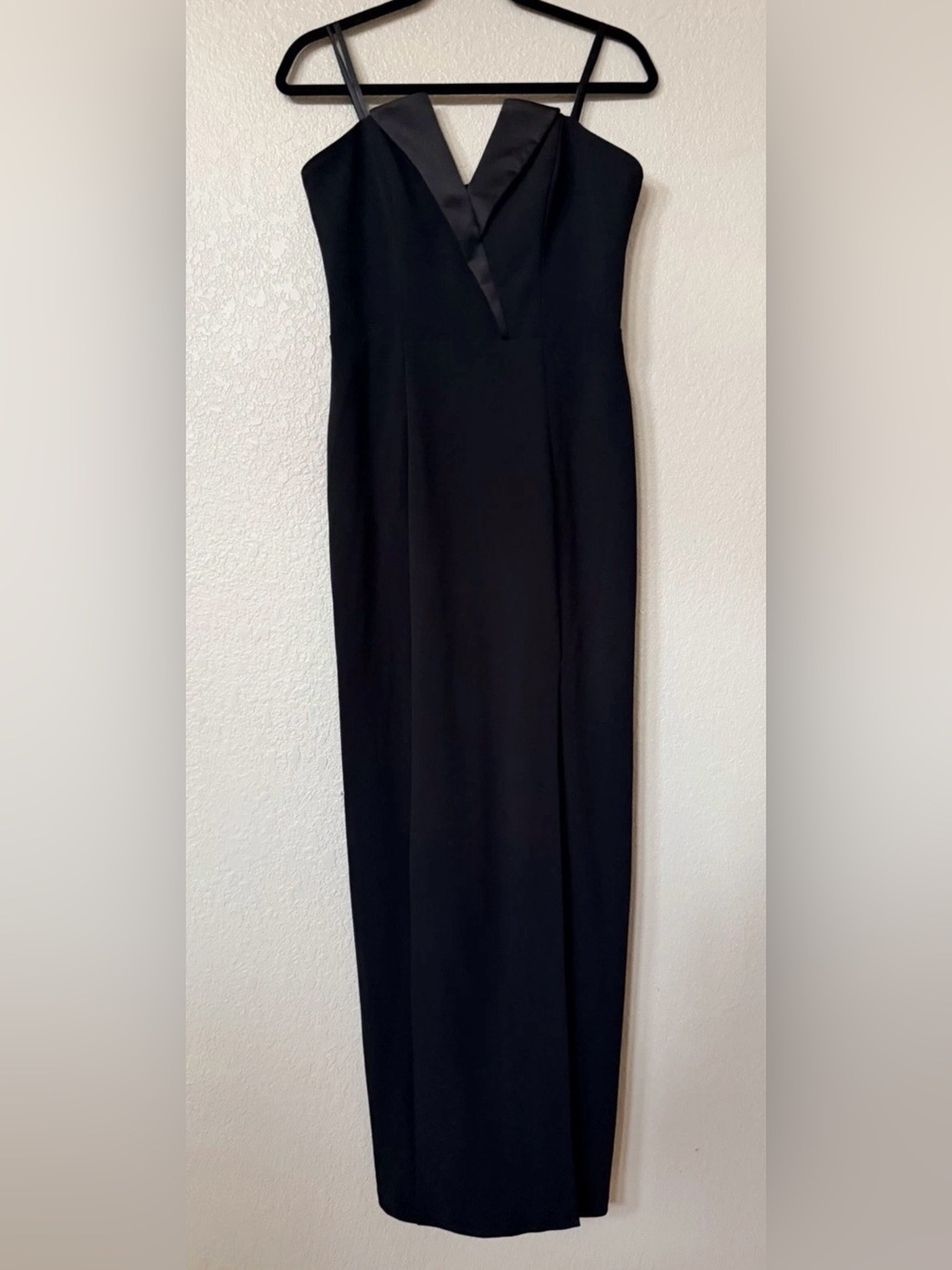 New Betsy And Adam Tux Detail Strapless Column Gown In Black Size 8 $239 - Picture 4 of 10